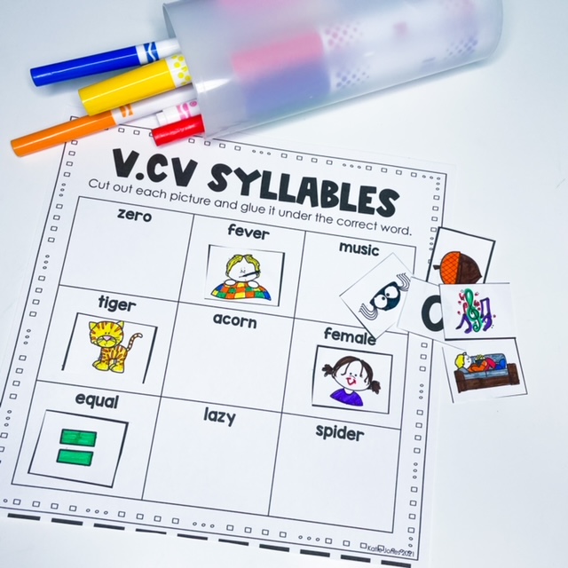 cut and paste syllable division practice